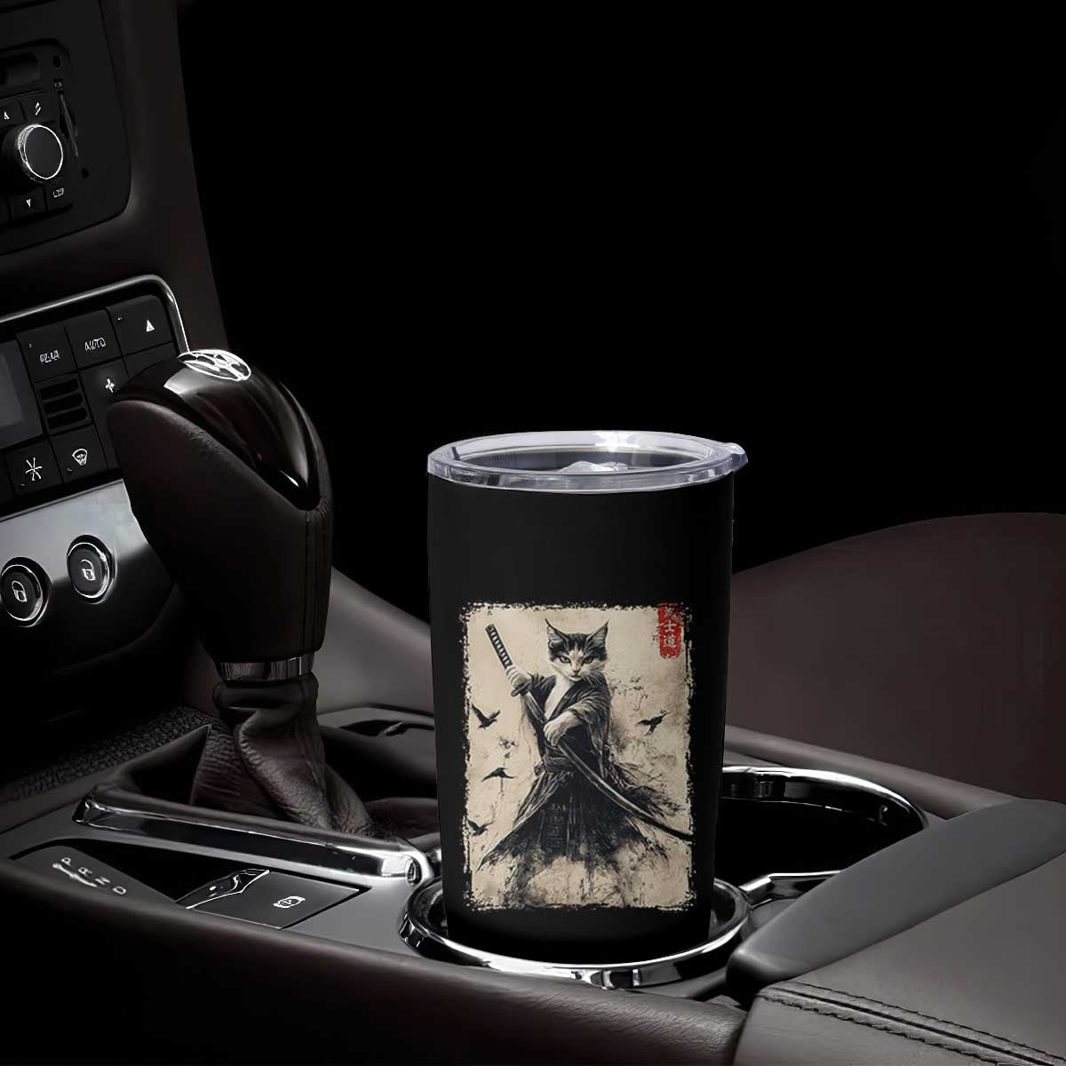 Samurai Cat Graphic Tumbler Cup Warrior Vintage Japanese Art Anime TS02 Print Your Wear