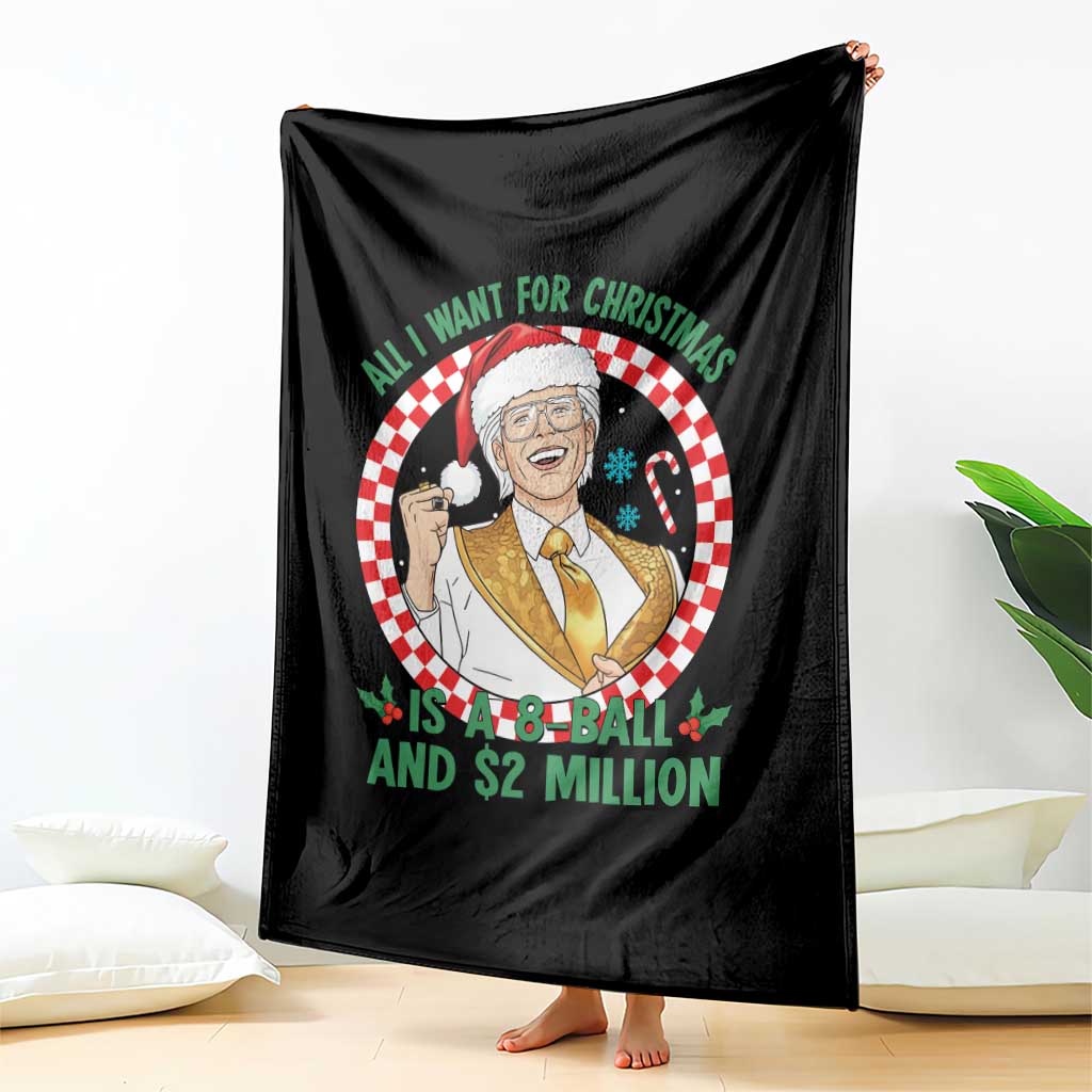 Funny Christmas Wish Billy Meme Throw Blanket A 8 Ball and 2 Million Dollars Baby Uncle Santa Hat TS02 Print Your Wear