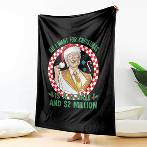 Funny Christmas Wish Billy Meme Throw Blanket A 8 Ball and 2 Million Dollars Baby Uncle Santa Hat TS02 Print Your Wear