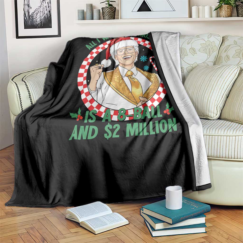 Funny Christmas Wish Billy Meme Throw Blanket A 8 Ball and 2 Million Dollars Baby Uncle Santa Hat TS02 Print Your Wear