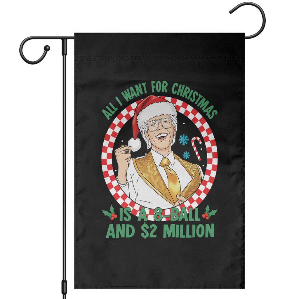 Funny Christmas Wish Billy Meme Garden Flag A 8 Ball and 2 Million Dollars Baby Uncle Santa Hat TS02 Black Print Your Wear