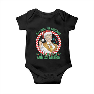 Funny Christmas Wish Billy Meme Baby Onesie A 8 Ball and 2 Million Dollars Baby Uncle Santa Hat TS02 Black Print Your Wear