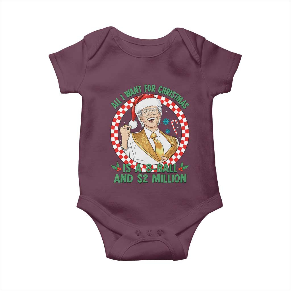 Funny Christmas Wish Billy Meme Baby Onesie A 8 Ball and 2 Million Dollars Baby Uncle Santa Hat TS02 Maroon Print Your Wear
