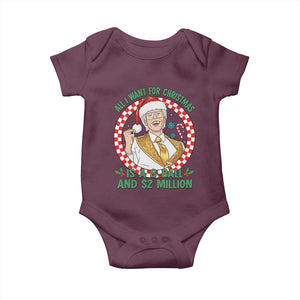 Funny Christmas Wish Billy Meme Baby Onesie A 8 Ball and 2 Million Dollars Baby Uncle Santa Hat TS02 Maroon Print Your Wear