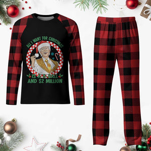 Funny Christmas Wish Billy Meme Plaid Pajama Set A 8 Ball and 2 Million Dollars Baby Uncle Santa Hat TS02 Buffalo Plaid Print Your Wear