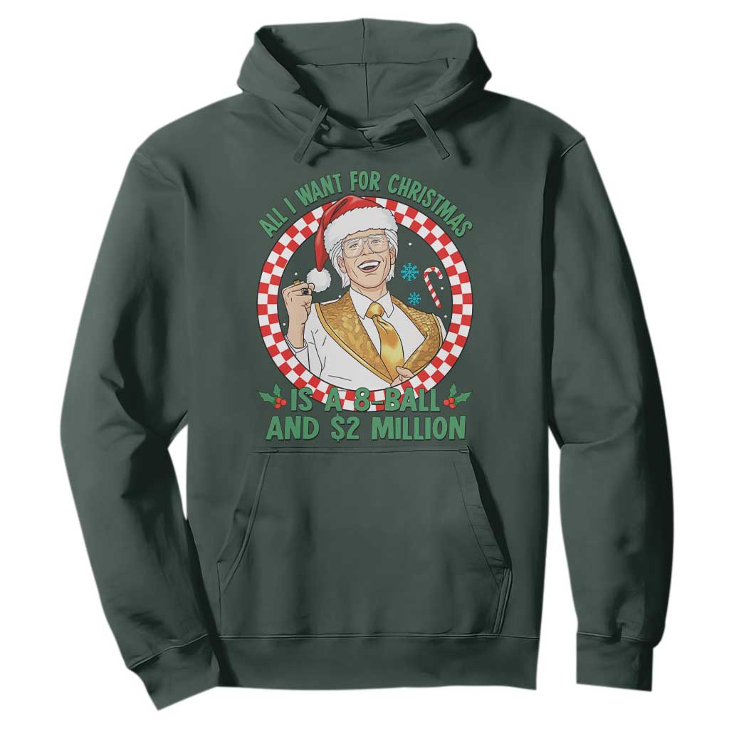 Funny Christmas Wish Billy Meme Hoodie A 8 Ball and 2 Million Dollars Baby Uncle Santa Hat TS02 Dark Forest Green Print Your Wear