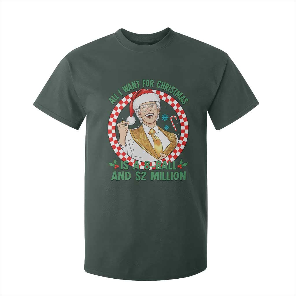 Funny Christmas Wish Billy Meme T Shirt For Kid A 8 Ball and 2 Million Dollars Baby Uncle Santa Hat TS02 Dark Forest Green Print Your Wear