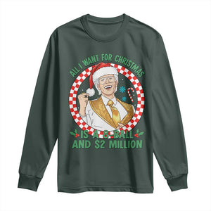 Funny Christmas Wish Billy Meme Long Sleeve Shirt A 8 Ball and 2 Million Dollars Baby Uncle Santa Hat TS02 Dark Forest Green Print Your Wear