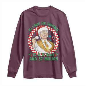 Funny Christmas Wish Billy Meme Long Sleeve Shirt A 8 Ball and 2 Million Dollars Baby Uncle Santa Hat TS02 Maroon Print Your Wear