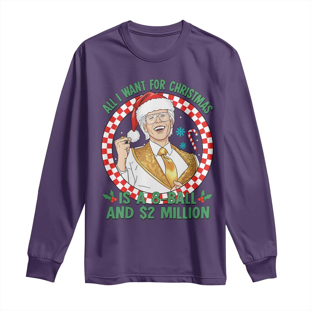 Funny Christmas Wish Billy Meme Long Sleeve Shirt A 8 Ball and 2 Million Dollars Baby Uncle Santa Hat TS02 Purple Print Your Wear