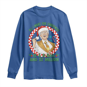 Funny Christmas Wish Billy Meme Long Sleeve Shirt A 8 Ball and 2 Million Dollars Baby Uncle Santa Hat TS02 Royal Blue Print Your Wear
