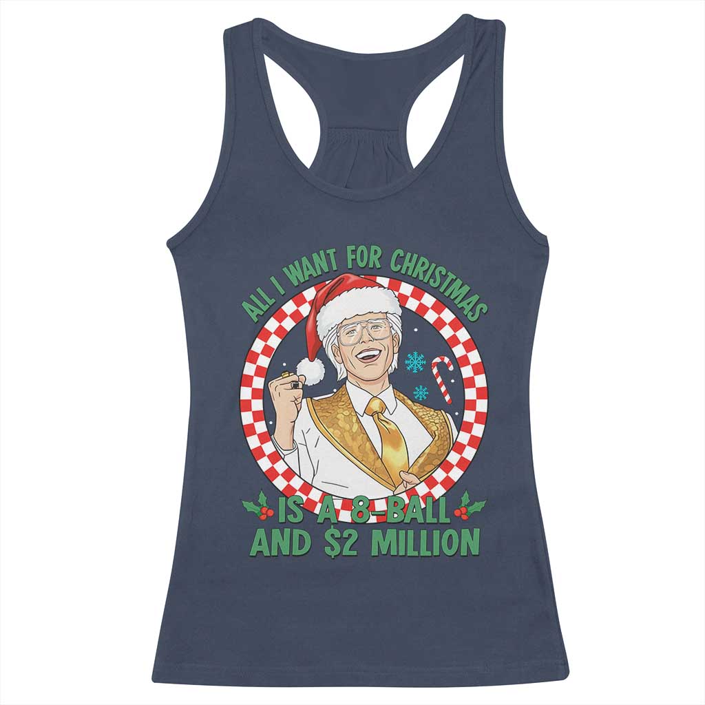 Funny Christmas Wish Billy Meme Racerback Tank Top A 8 Ball and 2 Million Dollars Baby Uncle Santa Hat TS02 Navy Print Your Wear