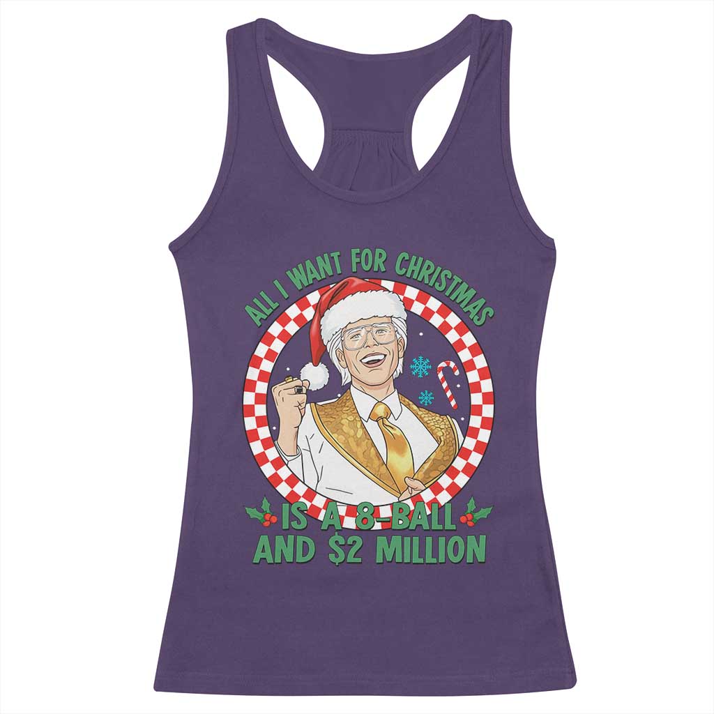 Funny Christmas Wish Billy Meme Racerback Tank Top A 8 Ball and 2 Million Dollars Baby Uncle Santa Hat TS02 Purple Print Your Wear