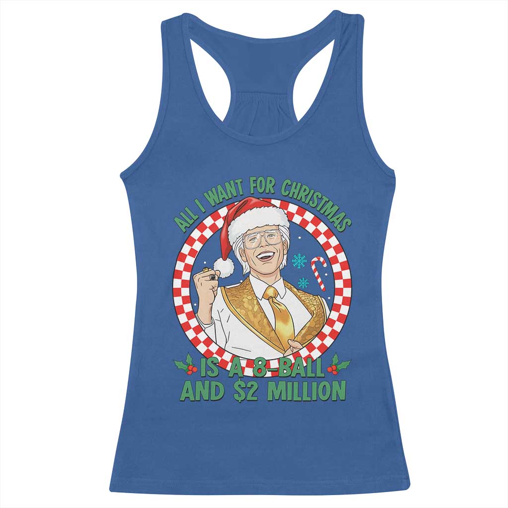 Funny Christmas Wish Billy Meme Racerback Tank Top A 8 Ball and 2 Million Dollars Baby Uncle Santa Hat TS02 Royal Blue Print Your Wear