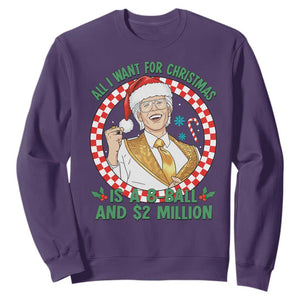 Funny Christmas Wish Billy Meme Sweatshirt A 8 Ball and 2 Million Dollars Baby Uncle Santa Hat TS02 Purple Print Your Wear
