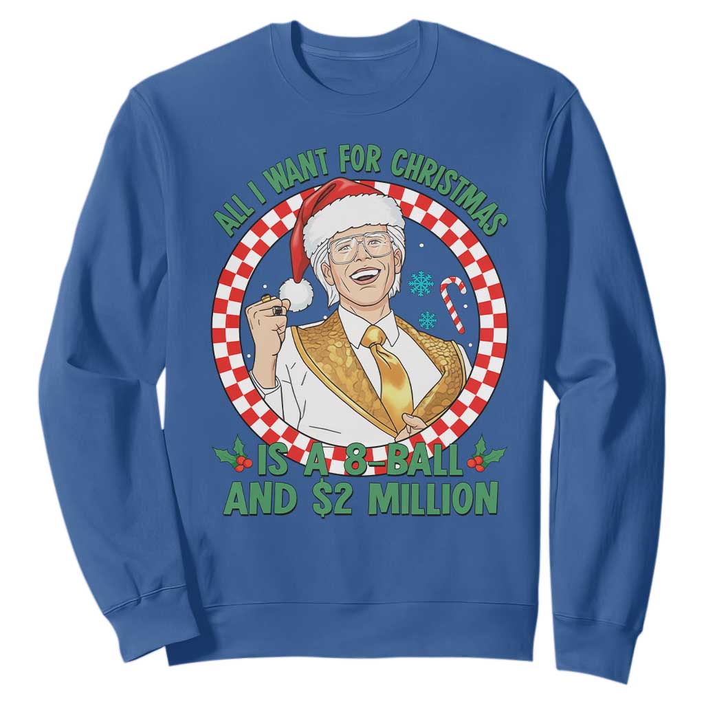 Funny Christmas Wish Billy Meme Sweatshirt A 8 Ball and 2 Million Dollars Baby Uncle Santa Hat TS02 Royal Blue Print Your Wear