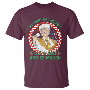 Funny Christmas Wish Billy Meme T Shirt A 8 Ball and 2 Million Dollars Baby Uncle Santa Hat TS02 Maroon Print Your Wear