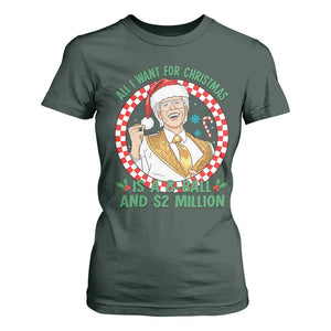 Funny Christmas Wish Billy Meme T Shirt For Women A 8 Ball and 2 Million Dollars Baby Uncle Santa Hat TS02 Dark Forest Green Print Your Wear