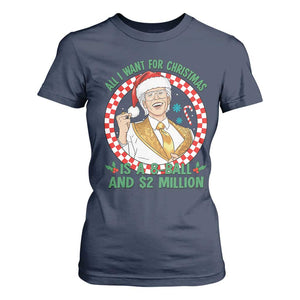 Funny Christmas Wish Billy Meme T Shirt For Women A 8 Ball and 2 Million Dollars Baby Uncle Santa Hat TS02 Navy Print Your Wear