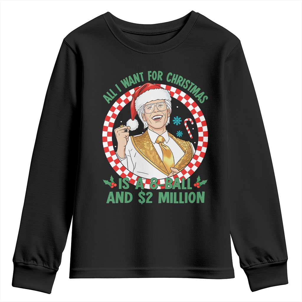 Funny Christmas Wish Billy Meme Youth Sweatshirt A 8 Ball and 2 Million Dollars Baby Uncle Santa Hat TS02 Black Print Your Wear