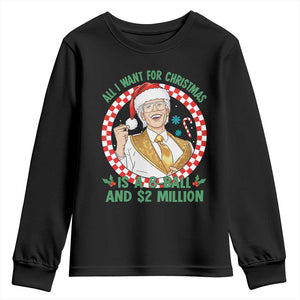 Funny Christmas Wish Billy Meme Youth Sweatshirt A 8 Ball and 2 Million Dollars Baby Uncle Santa Hat TS02 Black Print Your Wear