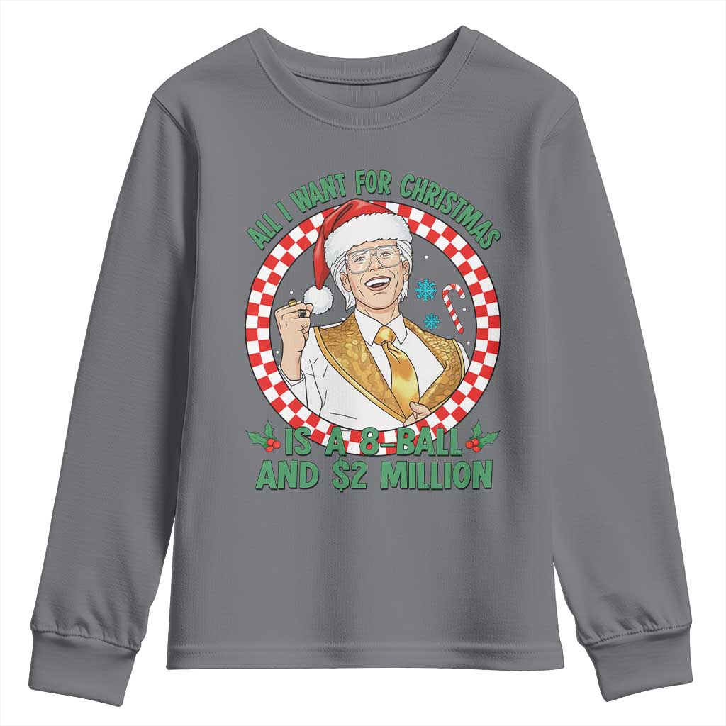 Funny Christmas Wish Billy Meme Youth Sweatshirt A 8 Ball and 2 Million Dollars Baby Uncle Santa Hat TS02 Charcoal Print Your Wear