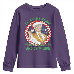 Funny Christmas Wish Billy Meme Youth Sweatshirt A 8 Ball and 2 Million Dollars Baby Uncle Santa Hat TS02 Purple Print Your Wear