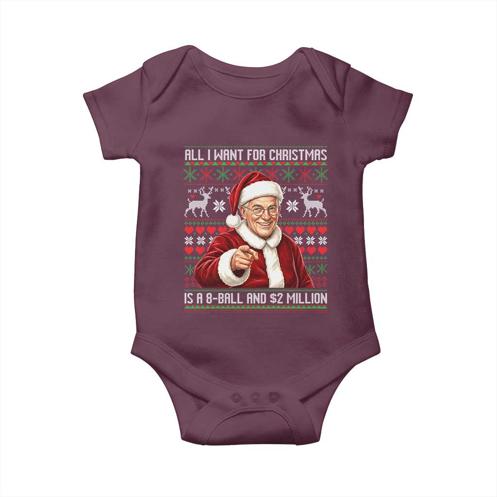 Funny Christmas Wish Billy Meme Baby Onesie A 8 Ball and 2 Million Dollars Baby Uncle Cosplay Santa TS02 Maroon Print Your Wear