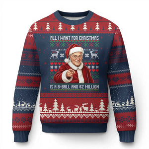 Funny Xmas Wish Billy Meme Ugly Christmas Sweater A 8 Ball and 2 Million Dollars Baby Uncle Cosplay Santa TS02 Navy Red Print Your Wear