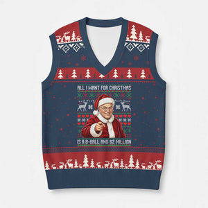 Funny Xmas Wish Billy Meme V-Neck Knit Sweater Vest A 8 Ball and 2 Million Dollars Baby Uncle Cosplay Santa TS02 Navy Red Print Your Wear