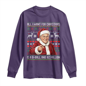 Funny Christmas Wish Billy Meme Long Sleeve Shirt A 8 Ball and 2 Million Dollars Baby Uncle Cosplay Santa TS02 Purple Print Your Wear