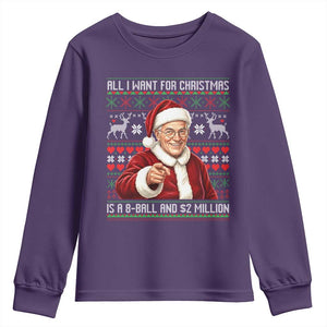 Funny Christmas Wish Billy Meme Youth Sweatshirt A 8 Ball and 2 Million Dollars Baby Uncle Cosplay Santa TS02 Purple Print Your Wear