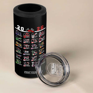 2026 Car Racing Circuit 4 in 1 Can Cooler Tumbler International Race Track Schedule Graphic with Flags TS02 Print Your Wear