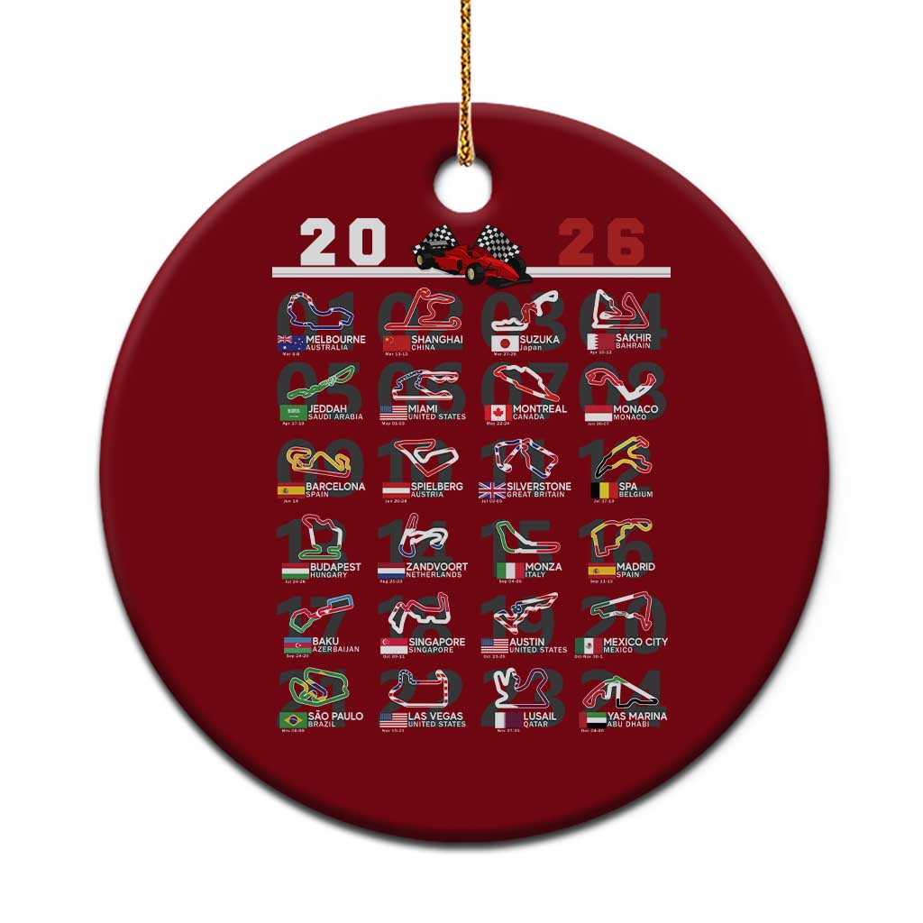 2026 Car Racing Circuit Ceramic Ornament International Race Track Schedule Graphic with Flags TS02 1pc Red Print Your Wear
