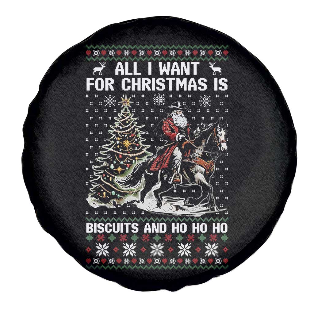 Funny Western Christmas Cowboy Santa Spare Tire Cover All I Want for Christmas Is Biscuits and Ho Ho Ho TS02 Print Your Wear