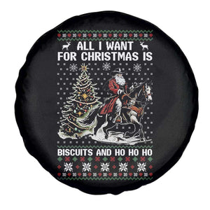 Funny Western Christmas Cowboy Santa Spare Tire Cover All I Want for Christmas Is Biscuits and Ho Ho Ho TS02 Print Your Wear