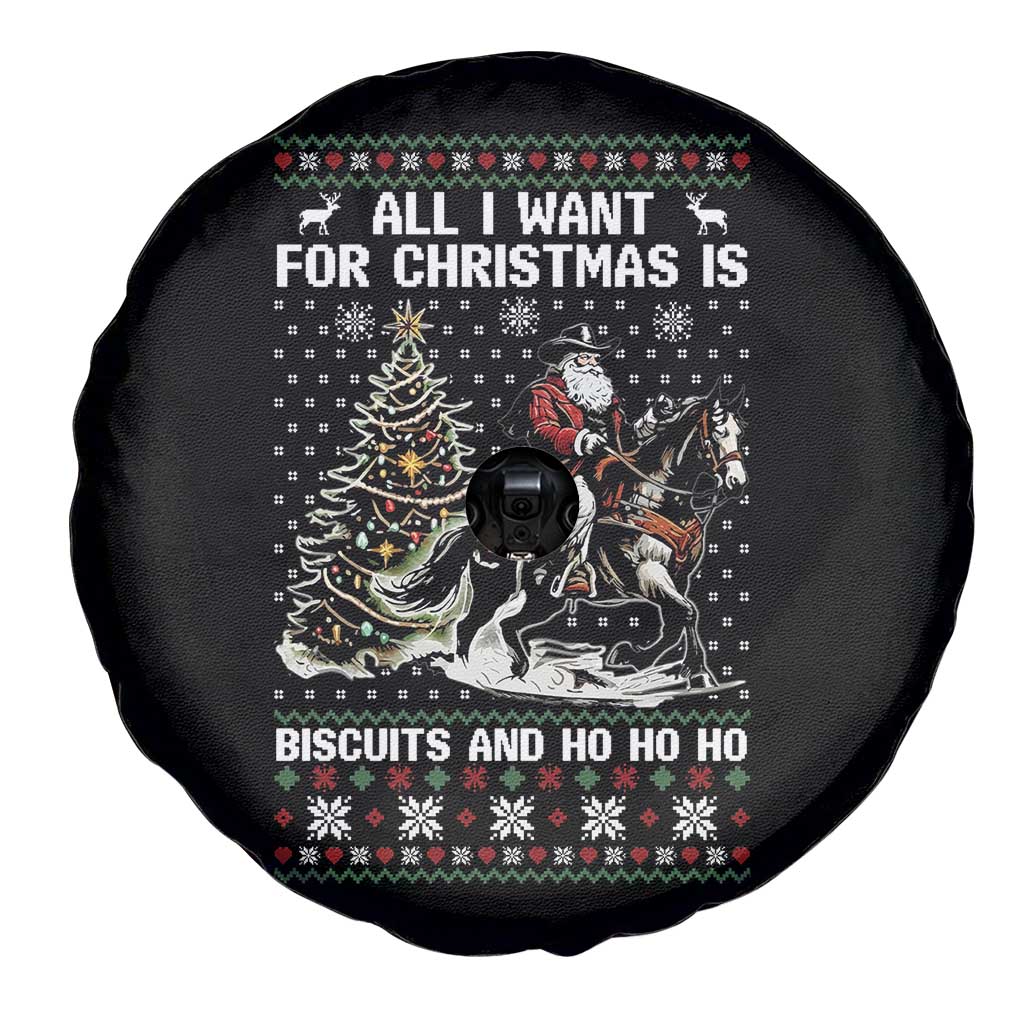 Funny Western Christmas Cowboy Santa Spare Tire Cover All I Want for Christmas Is Biscuits and Ho Ho Ho TS02 Print Your Wear