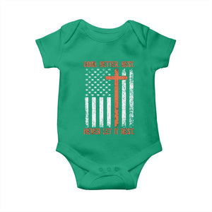 Good Better Best American Flag Baby Onesie Inspirational Motivational Christian Faith Cross TS02 Irish Green Print Your Wear