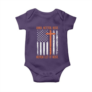 Good Better Best American Flag Baby Onesie Inspirational Motivational Christian Faith Cross TS02 Purple Print Your Wear