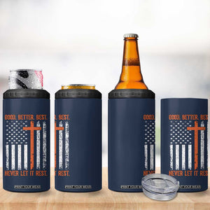 Good Better Best American Flag 4 in 1 Can Cooler Tumbler Inspirational Motivational Christian Faith Cross TS02 Print Your Wear