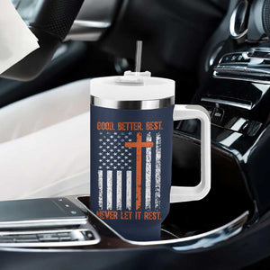 Good Better Best American Flag Tumbler With Handle Inspirational Motivational Christian Faith Cross TS02 Print Your Wear