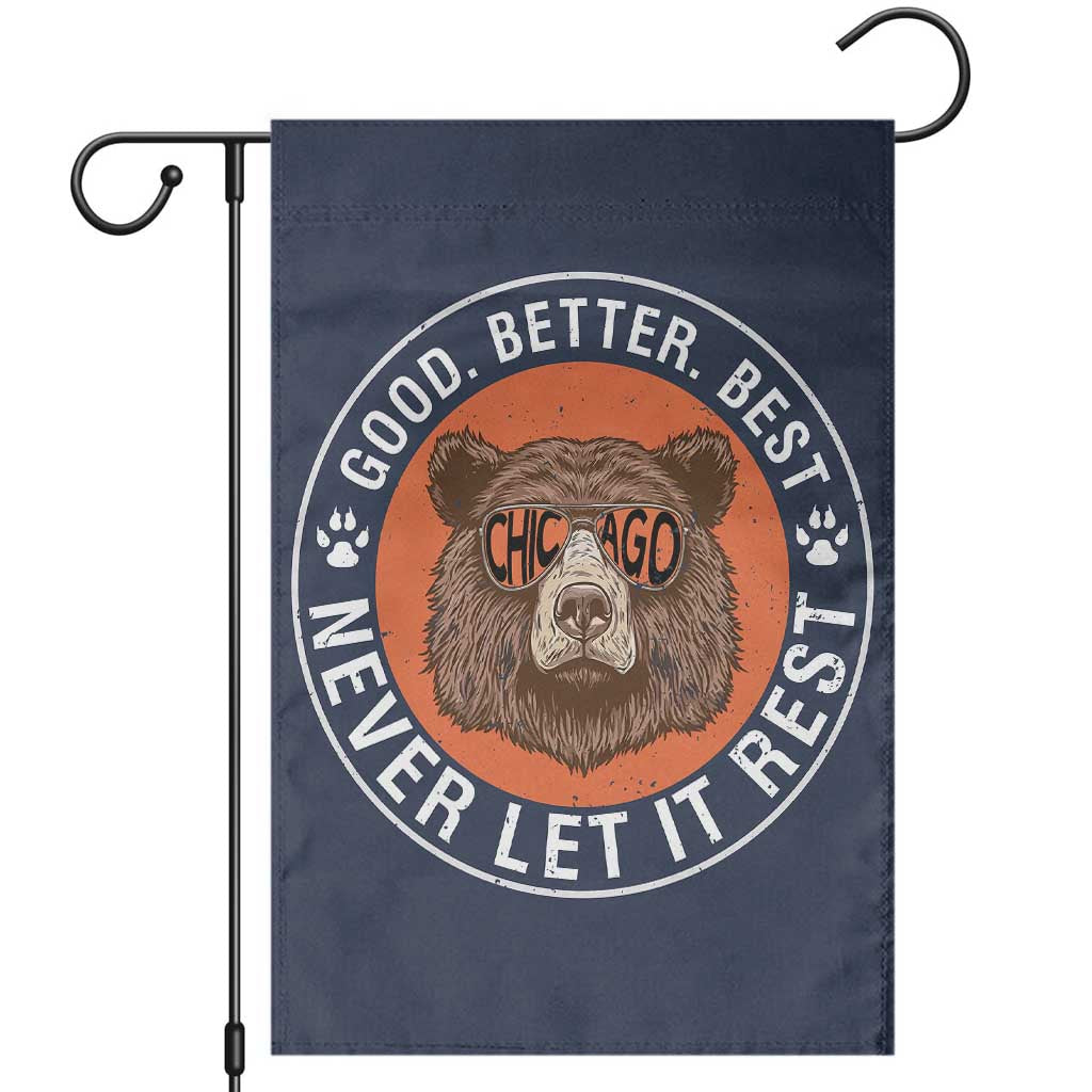 Good Better Best Retro Badge Garden Flag Motivational CFB Never Let It Rest TS02 Navy Print Your Wear