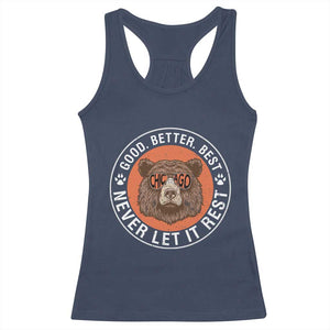 Good Better Best Retro Badge Racerback Tank Top Motivational CFB Never Let It Rest TS02 Navy Print Your Wear