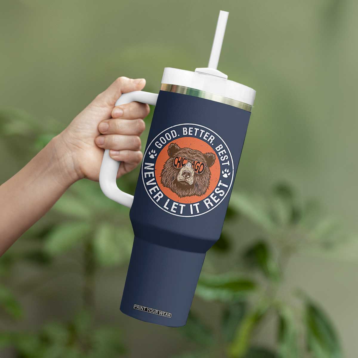 Good Better Best Retro Badge Tumbler With Handle Motivational CFB Never Let It Rest TS02 Print Your Wear