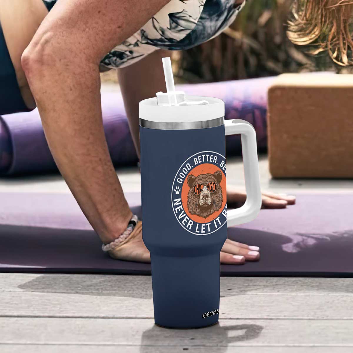 Good Better Best Retro Badge Tumbler With Handle Motivational CFB Never Let It Rest TS02 Print Your Wear