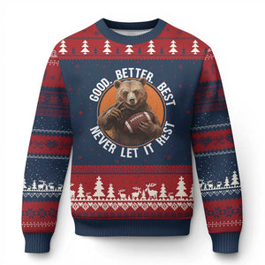 Good Better Best Retro Ugly Christmas Sweater Motivational CFB Never Let It Rest TS02 Navy Red Print Your Wear
