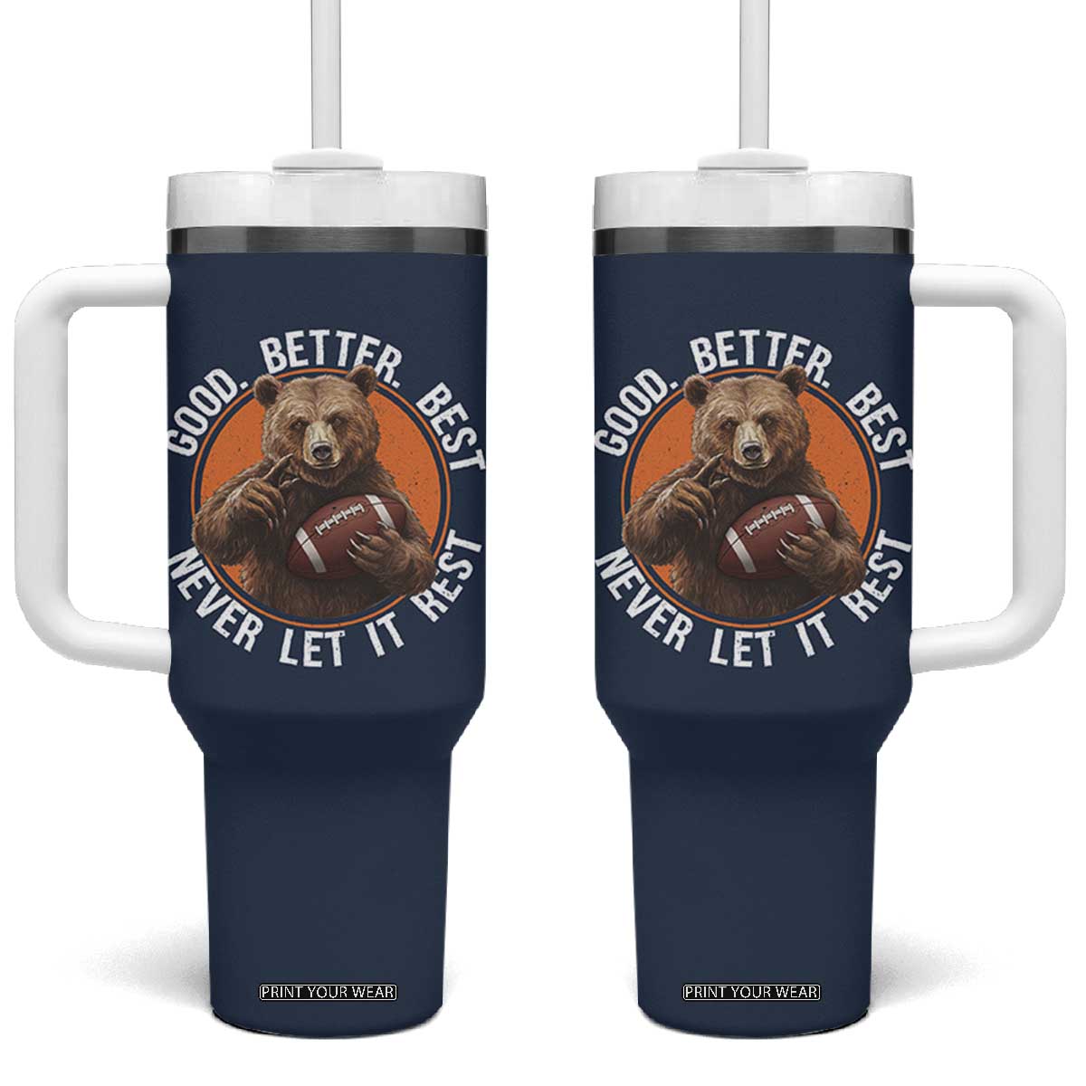 Good Better Best Retro Tumbler With Handle Motivational CFB Never Let It Rest TS02 One Size: 40 oz Navy Print Your Wear