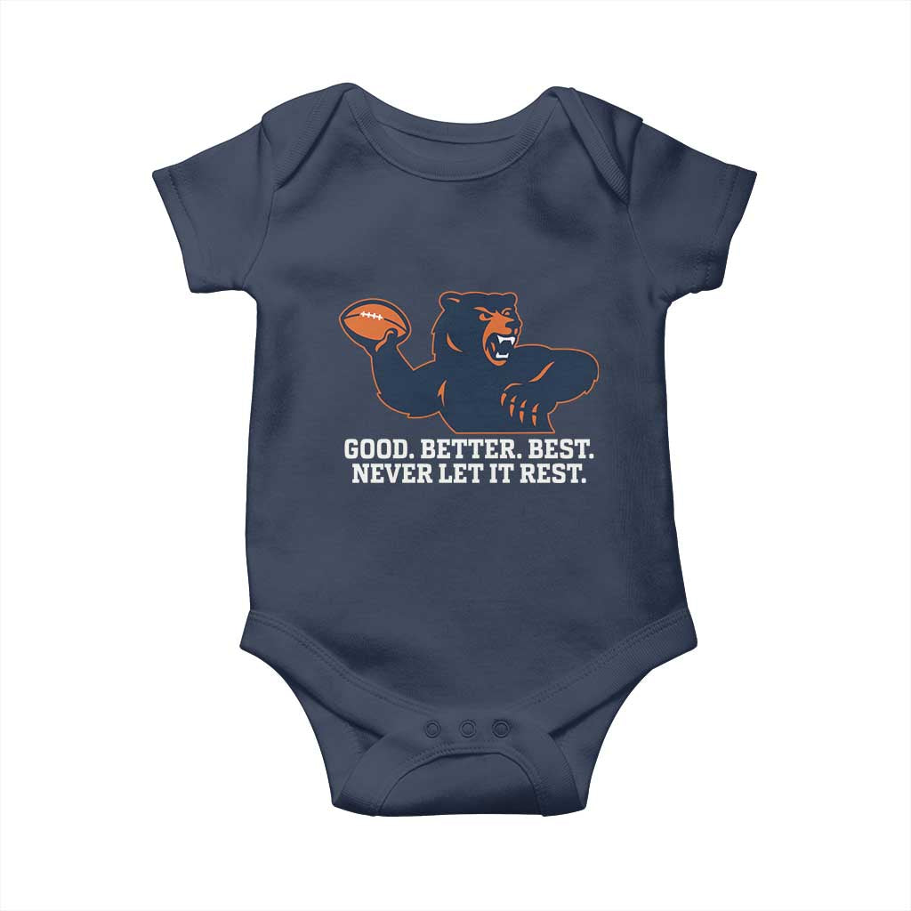 Good Better Best Motivational CFB Baby Onesie Never Let It Rest TS02 Navy Print Your Wear
