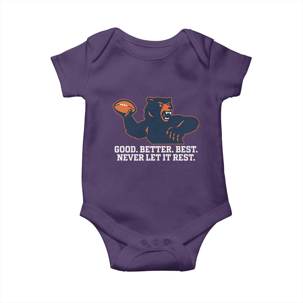Good Better Best Motivational CFB Baby Onesie Never Let It Rest TS02 Purple Print Your Wear
