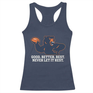 Good Better Best Motivational CFB Racerback Tank Top Never Let It Rest TS02 Navy Print Your Wear